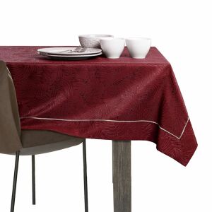 AmeliaHome Gaia burgundy embossed tablecloth on a table setting - Decoration