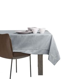 AmeliaHome Gaia grey embossed tablecloth on a table setting - Interior design