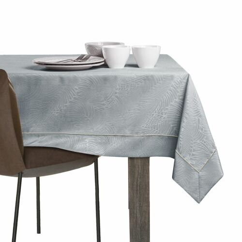 AmeliaHome Gaia grey embossed tablecloth on dining table
