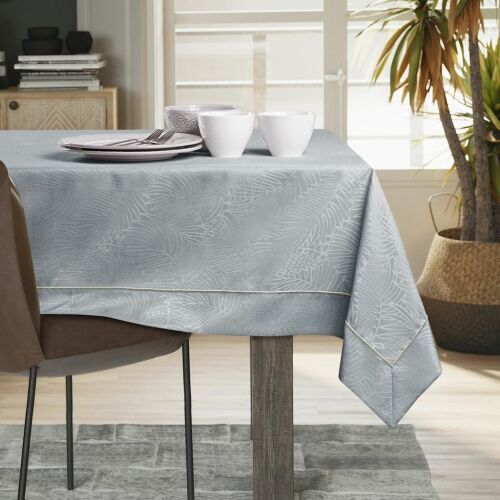 AmeliaHome Gaia grey embossed tablecloth on dining table setting