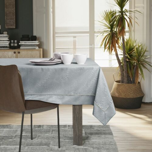 AmeliaHome Gaia grey embossed tablecloth on dining table setting