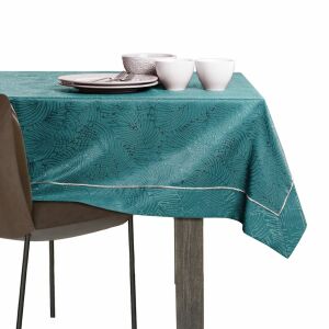 AmeliaHome Gaia Tischdecke in Teal mit Prägung auf Esstisch - Tischdecken