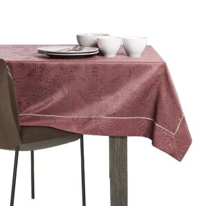 AmeliaHome Gaia rose embossed tablecloth on table, angled view - Interior design