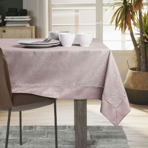 AmeliaHome Gaia powder pink embossed tablecloth on dining table setting - Home Textile