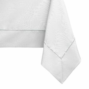 Close-up of AmeliaHome Gaia white embossed tablecloth corner detail. - Interior design