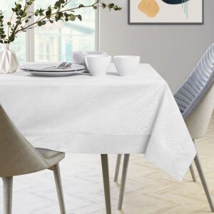 AmeliaHome Gaia white embossed tablecloth on dining table - Interior design