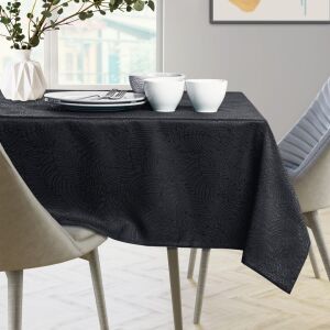 AmeliaHome Gaia black embossed tablecloth on dining table - Interior design