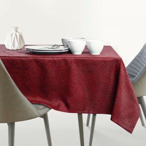 AmeliaHome Gaia claret oval tablecloth on table setting - AmeliaHome