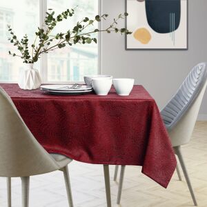 AmeliaHome Gaia claret embossed oval tablecloth on dining table - Interior design