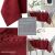 Collage of AmeliaHome Gaia claret embossed tablecloth features: stain resistant, waterproof, durable