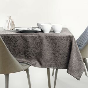 AmeliaHome Gaia brown embossed tablecloth on a table setting - Interior design