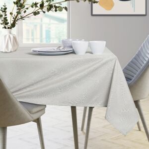 AmeliaHome Gaia cream embossed tablecloth on dining table - Interior design