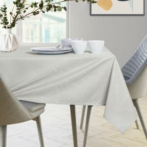 AmeliaHome Gaia cream embossed oval tablecloth on dining table - Interior design