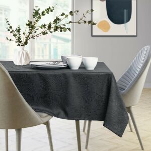 Față de masă AmeliaHome Gaia gri grafit pe o masă de sufragerie. - Design interior