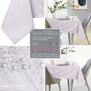 AmeliaHome Gaia light purple oval tablecloth collage: stain resistant, waterproof, creaseproof - Interior design