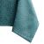 Close-up of AmeliaHome Gaia teal embossed tablecloth with leaf pattern