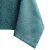 Close-up of AmeliaHome Gaia teal embossed tablecloth with leaf pattern