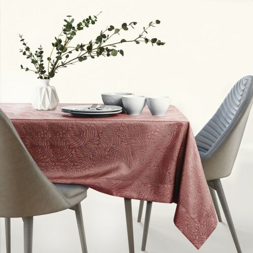 AmeliaHome Gaia rose embossed tablecloth on dining table