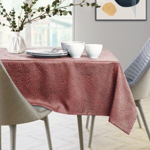 AmeliaHome Gaia rose embossed oval tablecloth on dining table - Home Textile