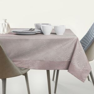 AmeliaHome Gaia powder pink embossed tablecloth on dining table - Tablecloth