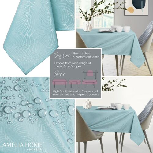 Tablecloth Gaia blue embossed 155x155 AmeliaHome