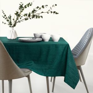 Obrus AmeliaHome Vesta w kolorze szklistej zieleni na nakrytym stole - Rekwizyty imprezowe