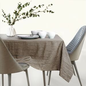 AmeliaHome Vesta cappuccino embossed tablecloth on dining table - Interior design