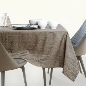 AmeliaHome Vesta cappuccino embossed table runner on dining table setting - AmeliaHome