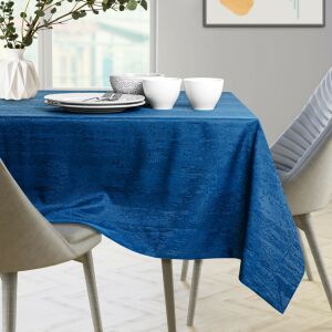 AmeliaHome Vesta indigo blue embossed tablecloth on dining table - Interior design