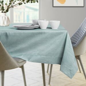 AmeliaHome Vesta mint green embossed tablecloth on dining table - Interior design