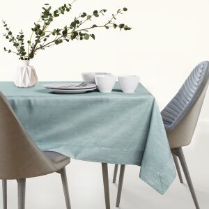 AmeliaHome Vesta mint green embossed tablecloth on dining table - Interior design