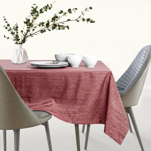 AmeliaHome Vesta rose embossed tablecloth on dining table