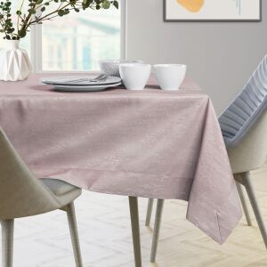 AmeliaHome Vesta powder pink embossed tablecloth on dining table - Interior design