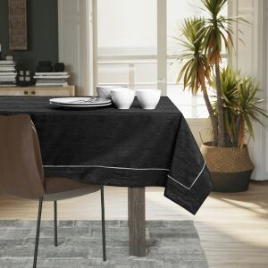 AmeliaHome Vesta black embossed tablecloth on dining table - Decoration