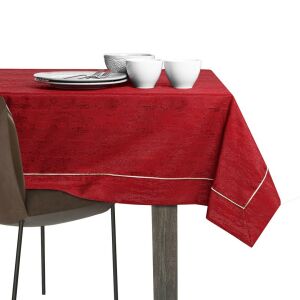 AmeliaHome Vesta burgundy embossed tablecloth on table setting - Interior design