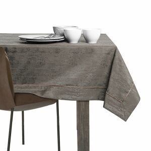 AmeliaHome Vesta brown embossed tablecloth on dining table - Decoration