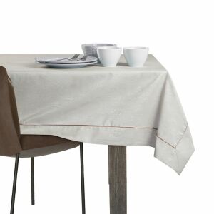 AmeliaHome Vesta cream embossed tablecloth on dining table setting - Home & Garden