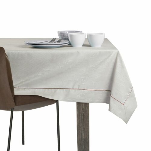 AmeliaHome Vesta cream embossed tablecloth on dining table setting