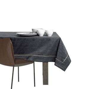 AmeliaHome Vesta graphite gray embossed tablecloth isolated - Interior design