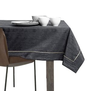 AmeliaHome Vesta graphite grey embossed tablecloth on table, isolated - Interior design