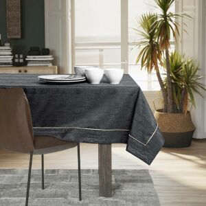 AmeliaHome Vesta graphite grey embossed tablecloth on dining table - Interior design