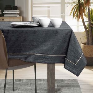 AmeliaHome Vesta graphite grey embossed tablecloth on dining table setting - Interior design