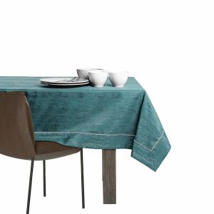 Obrus AmeliaHome Vesta v petrolejovej farbe s reliéfom na prestretom stole - Obrusy