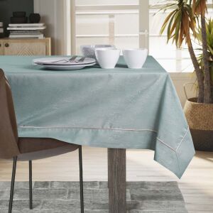 AmeliaHome Vesta mint green embossed tablecloth on dining table - Interior design