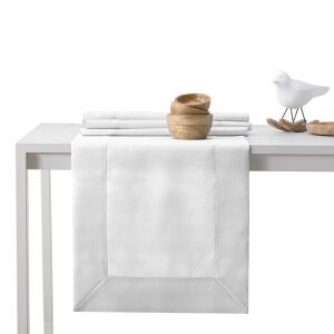 AmeliaHome Vesta бяла релефна покривка за маса 40x140 см, модерна декорация за маса - Декорация