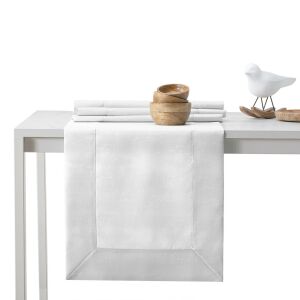 AmeliaHome Vesta biały bieżnik na stół z wytłoczeniami, nowoczesny design, 40x250 cm - Projektowanie wnętrz