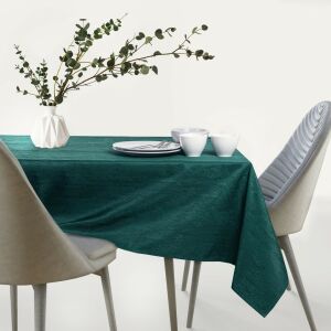 AmeliaHome Vesta glass green embossed tablecloth on dining table - Interior design