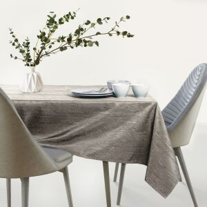 AmeliaHome Vesta cappuccino embossed tablecloth on dining table, modern style - Interior design
