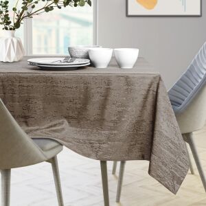 AmeliaHome Vesta cappuccino embossed tablecloth on a dining table setting - Interior design