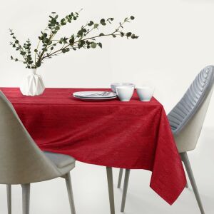 AmeliaHome Vesta burgundy embossed tablecloth on dining table - Tablecloth